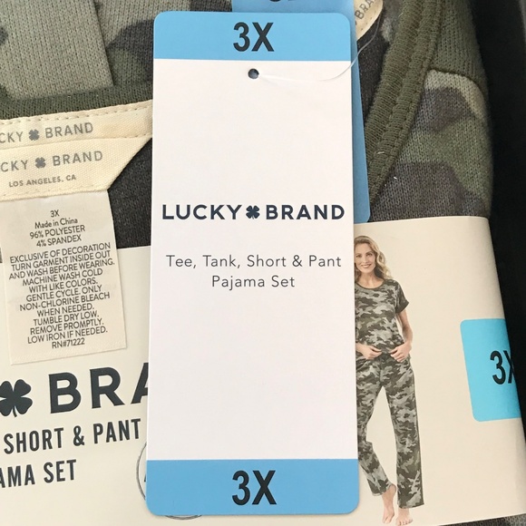 LUCKY BRAND Pajamas Loungewear 4 Piece Set Green Camo Women’s Plus Size 3X - Picture 14 of 15